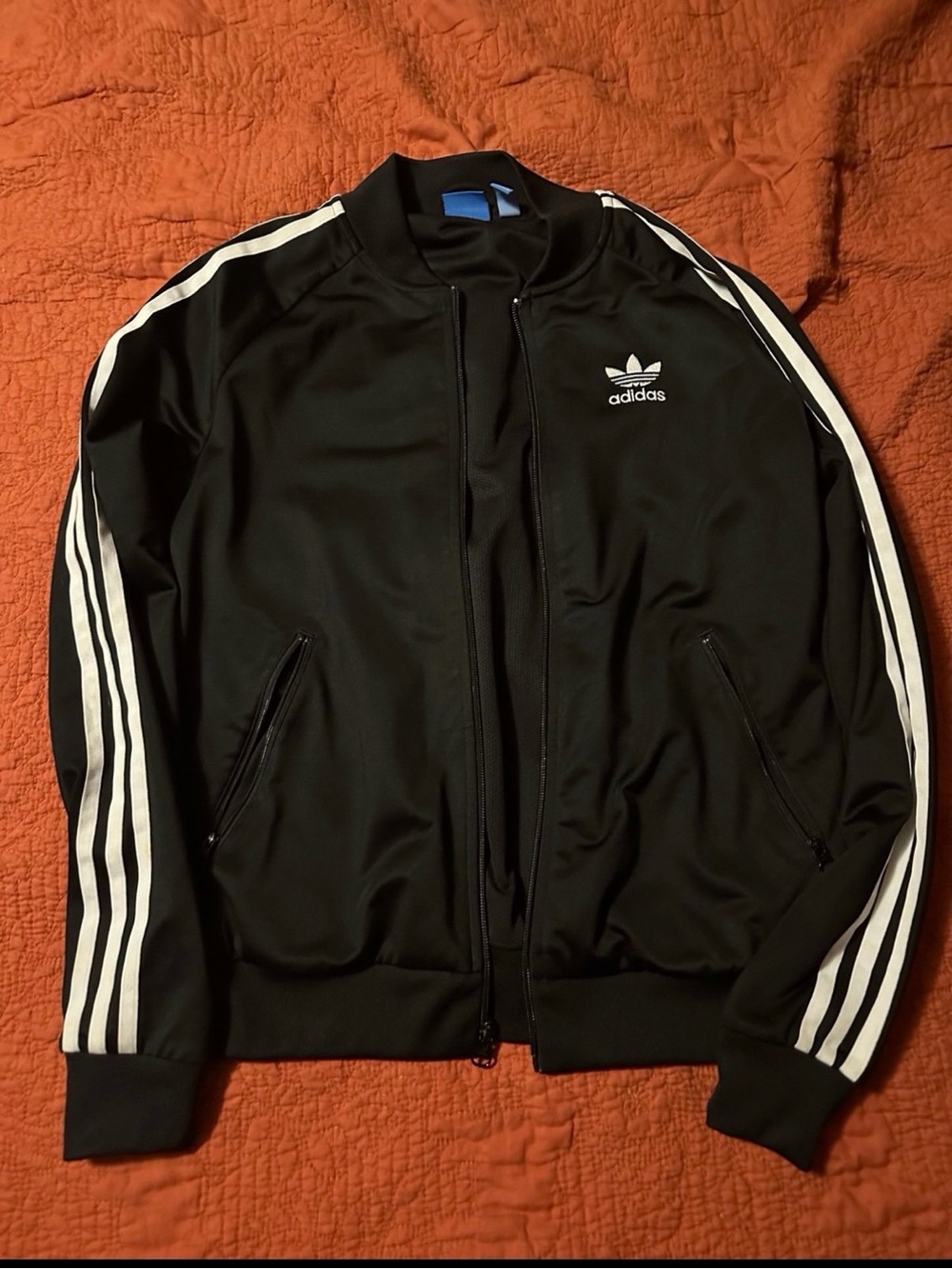 adidas women superstar Black Track Jacket with White Stripes